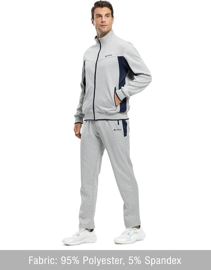 Men's Athletic Tracksuits - Casual 2-Piece Full Zip Sweatsuits for Jogging and Warm-Up