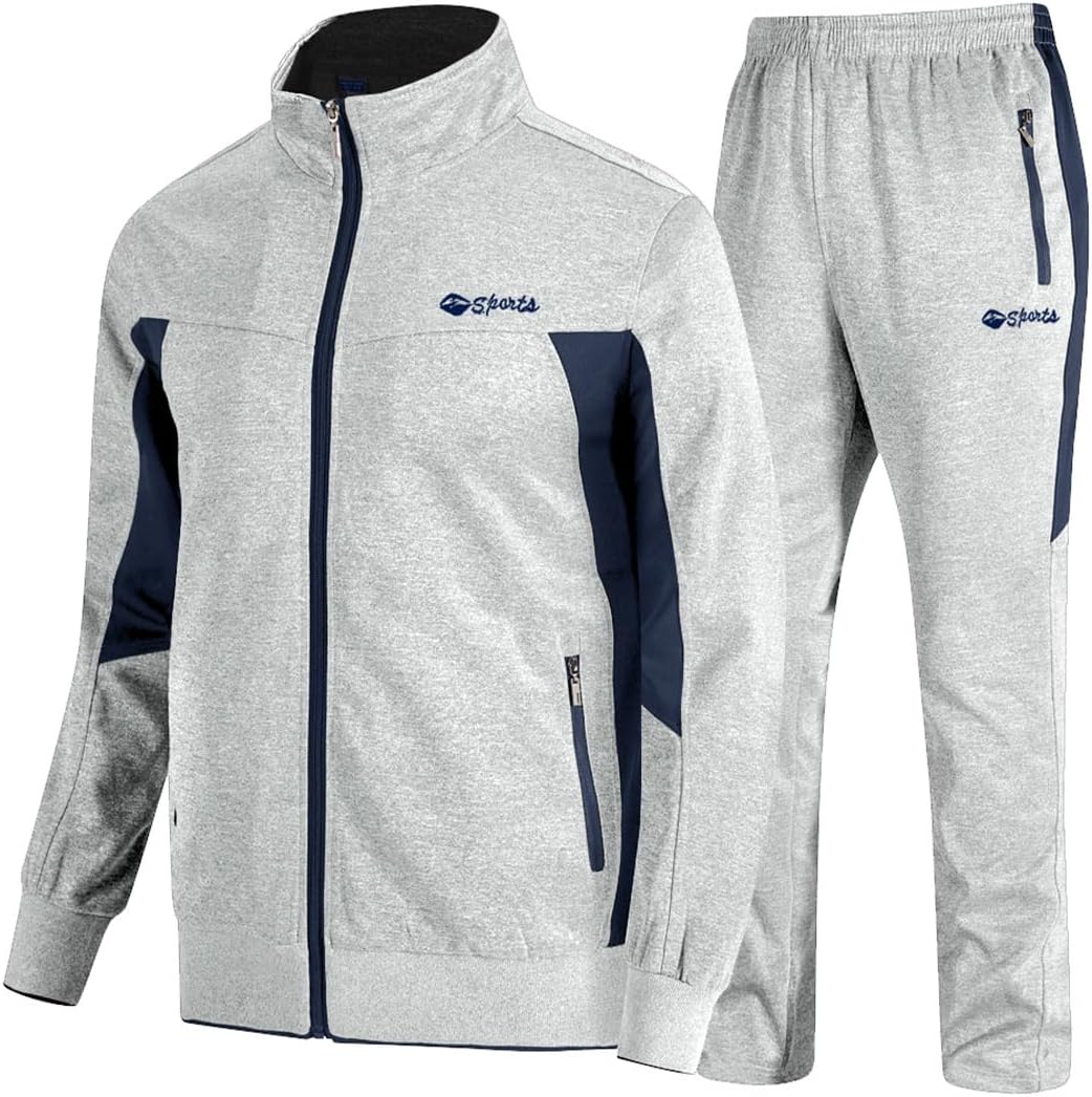 Men's Athletic Tracksuits - Casual 2-Piece Full Zip Sweatsuits for Jogging and Warm-Up