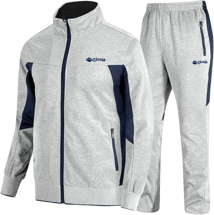 Men's Athletic Tracksuits - Casual 2-Piece Full Zip Sweatsuits for Jogging and Warm-Up